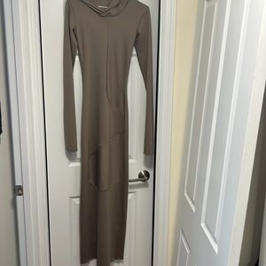 Bodycon Dress. Long-sleeve / hooded. Nude color. Worn once